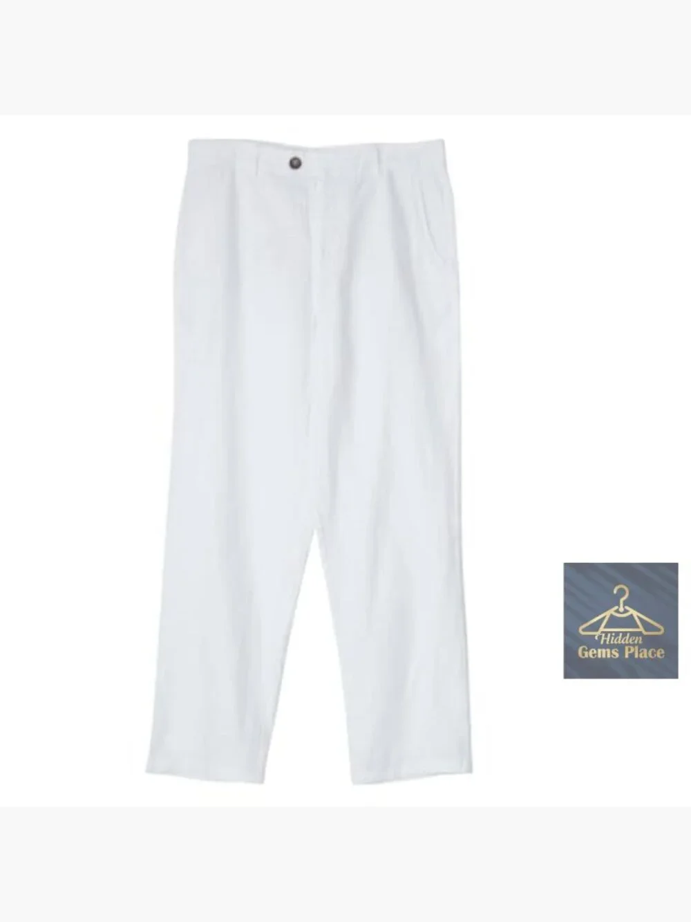 Men's 100% Linen Pants Smart Casual Summer Trousers with Pockets
